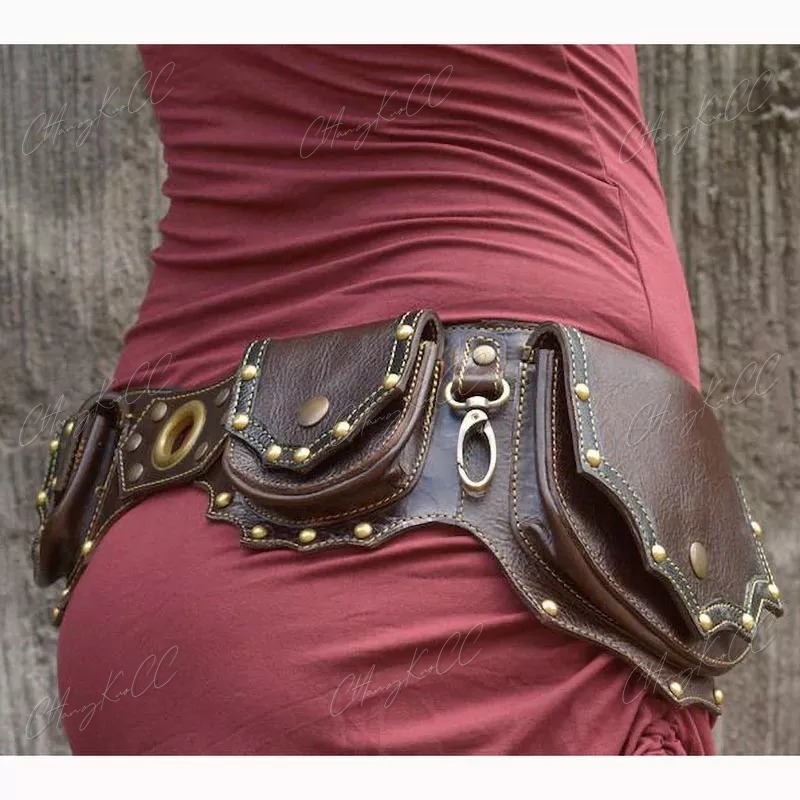 Women'S Viking Accessories - Medieval Steampunk PU Leather Utility Belt