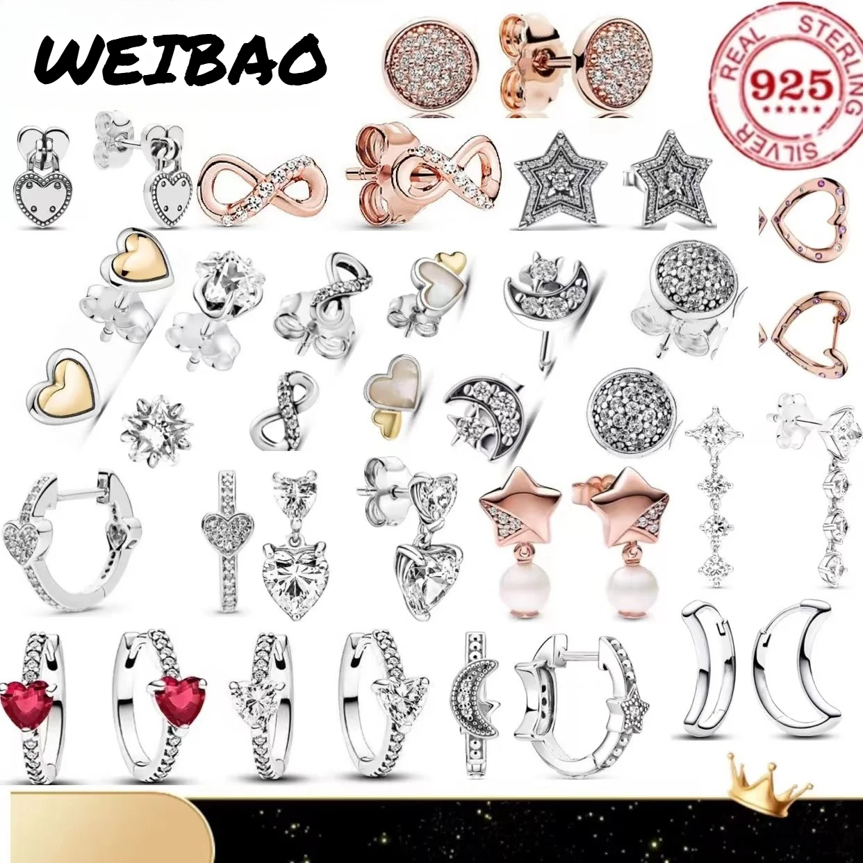 Women Accessories To Gift - Classic 100%925 pure silver star moon