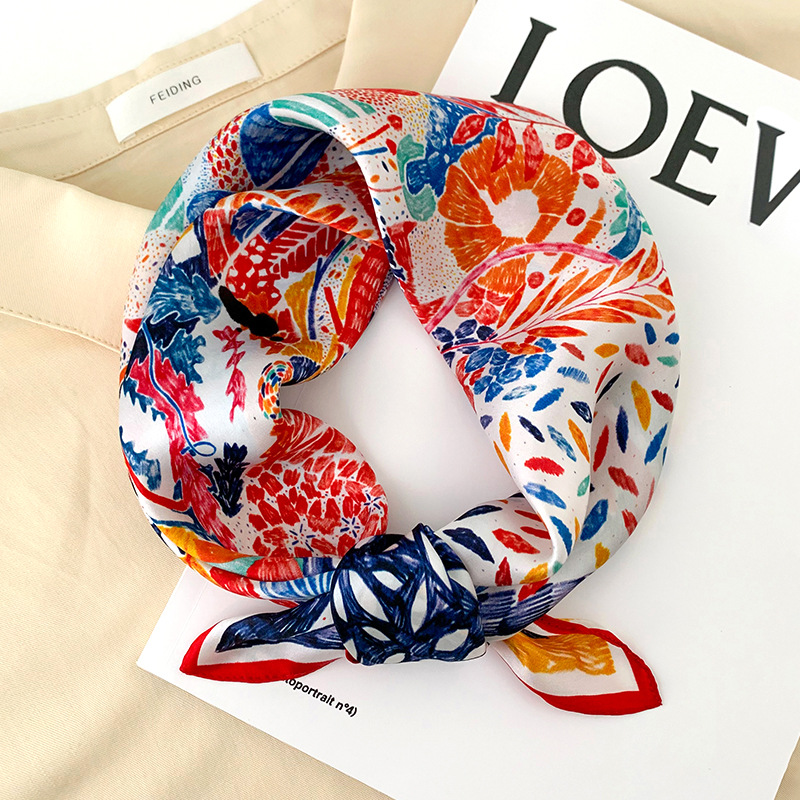 Silk Scarf Square - 53cm Square Silk Scarf Women Nature