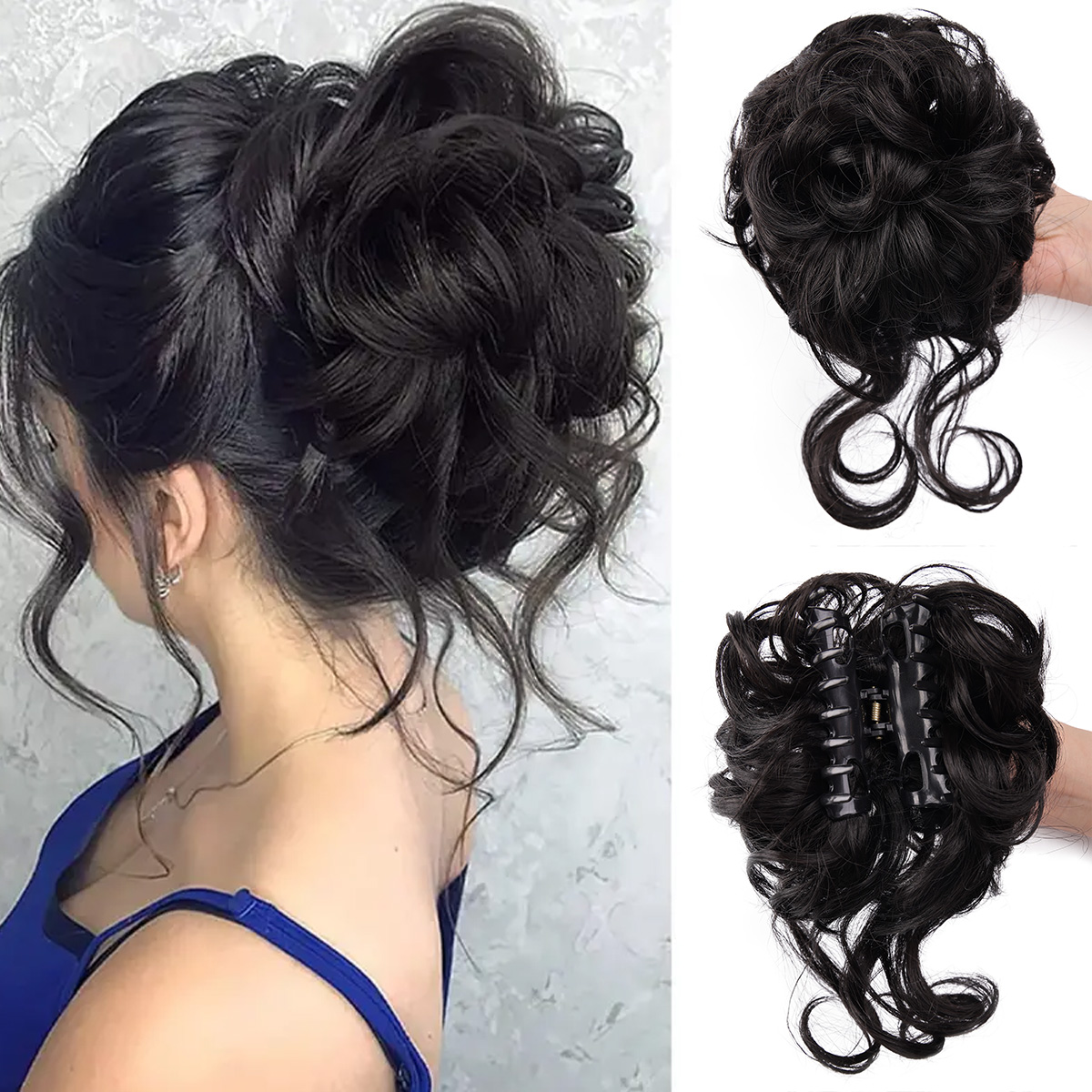 Hair Claw Clip Set - Messy Bun Hair Piece Claw Clip