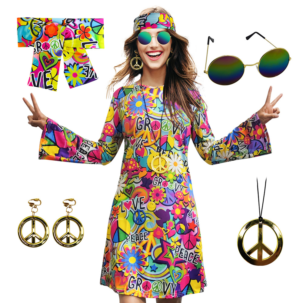 Women'S Accessories In The 60S - 5pcs Set 60s 70s Women Hippie