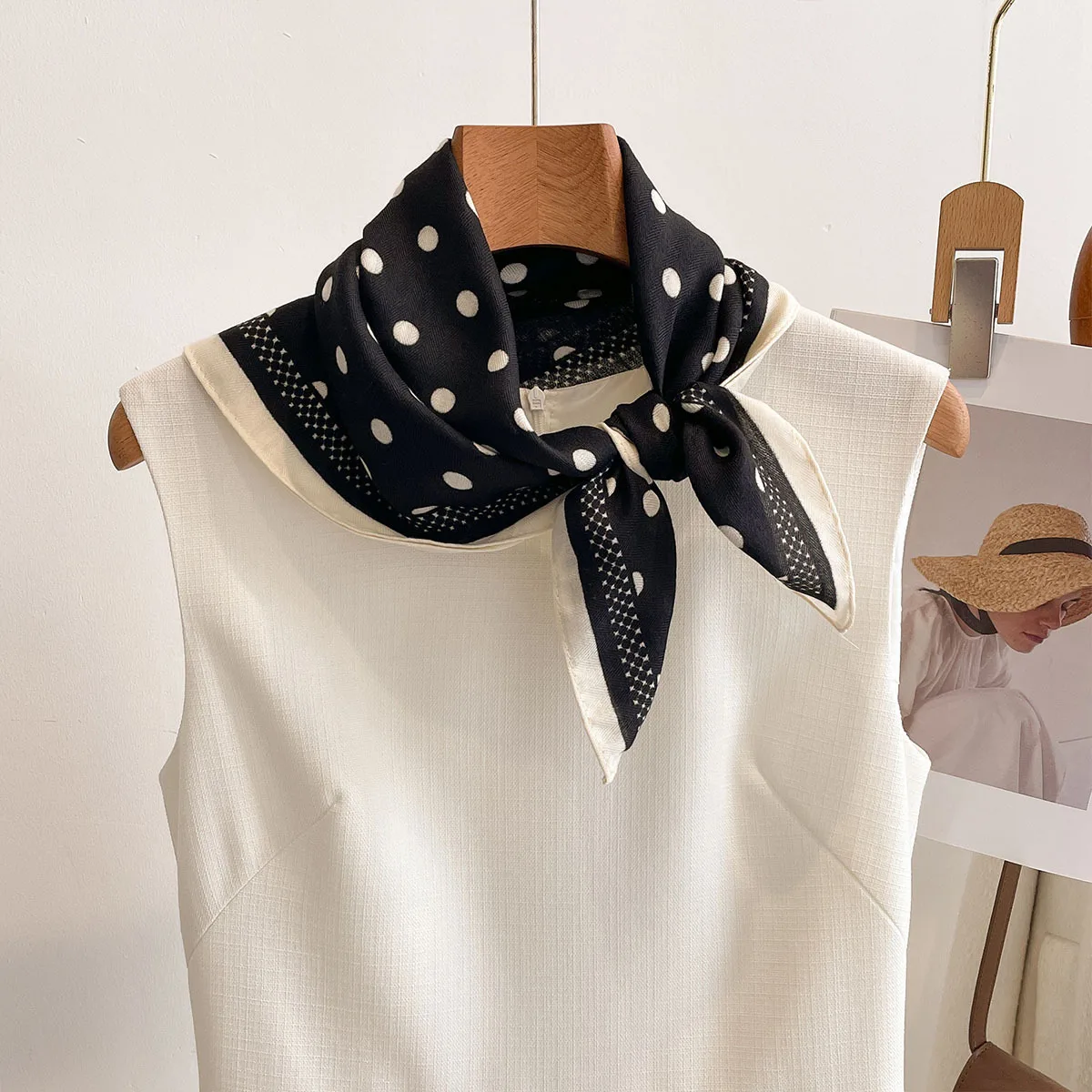 Luxury Polka Dot Printed Squar - Silk Scarf Square review and price