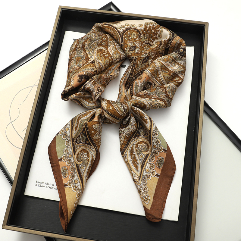 Bohemian Style Print Luxury Br - Silk Scarf Square review and price