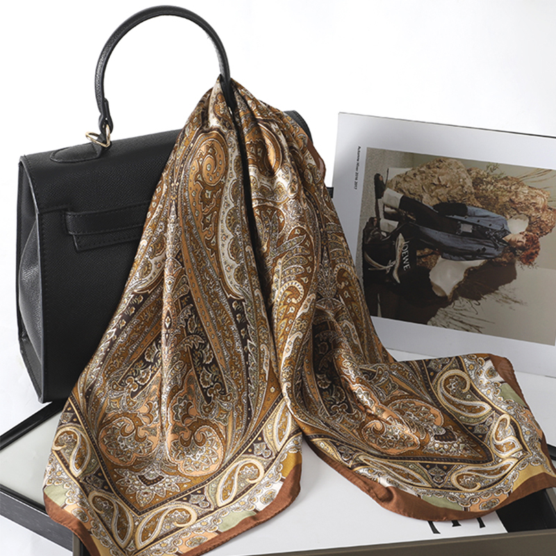 Bohemian Style Print Luxury Br - Silk Scarf Square review and price