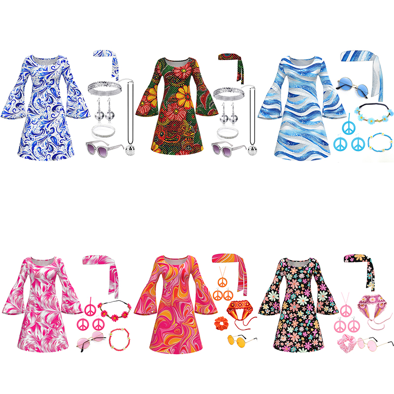 60s 70s Disco Dress 7 Piece Hi - Women'S Accessories In The 60S review and price