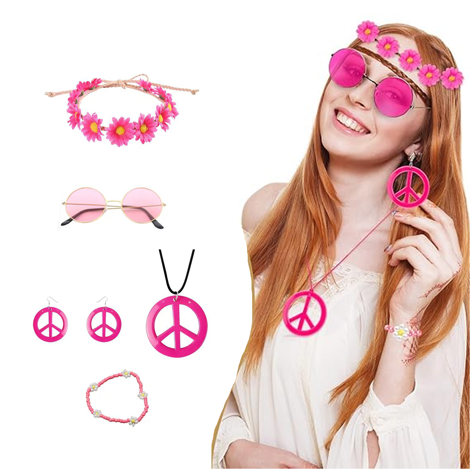PESENAR Hippie Costume Accesso - Women'S Accessories In The 60S review and price
