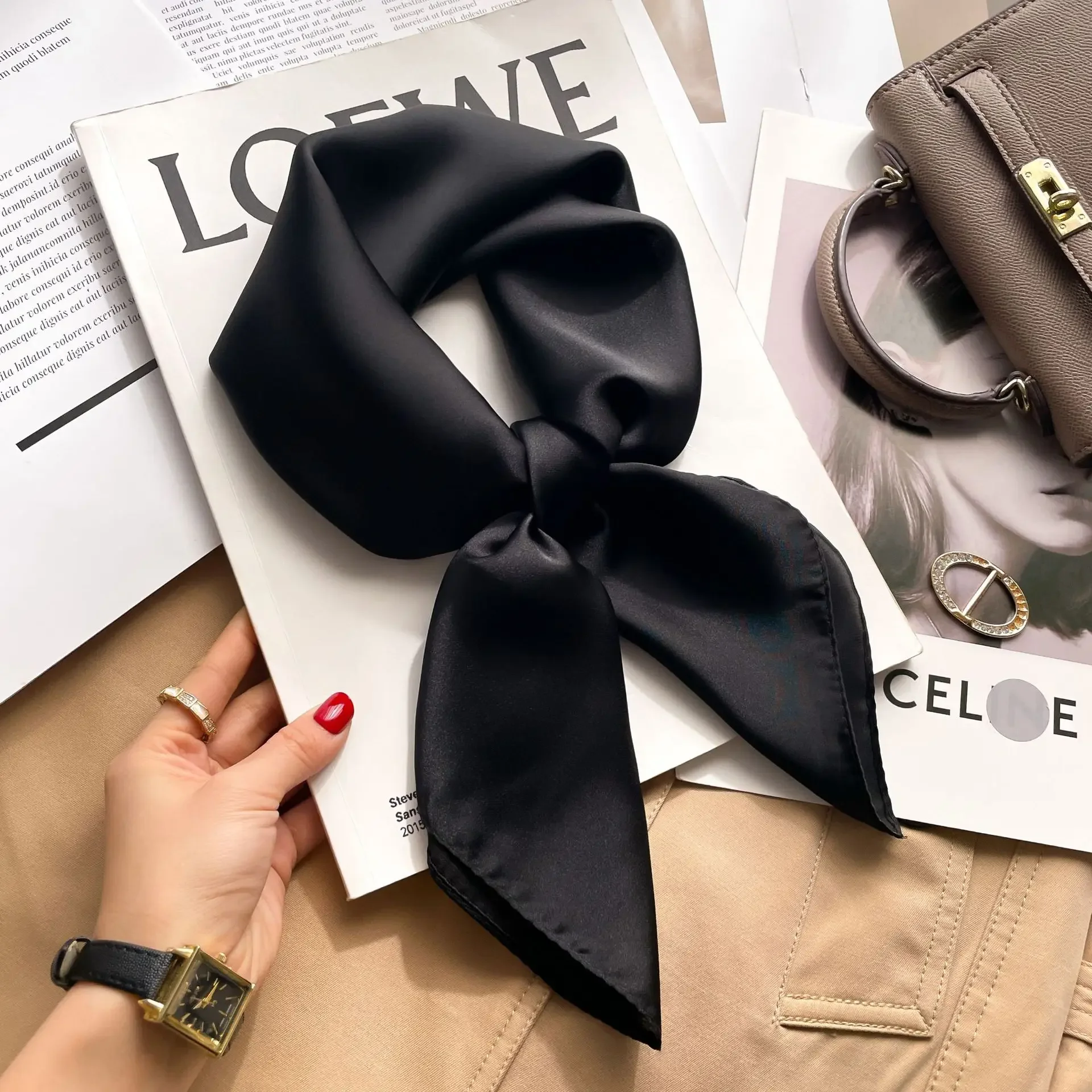 70cm Solid Colors Neckerchief  - Silk Scarf Square review and price