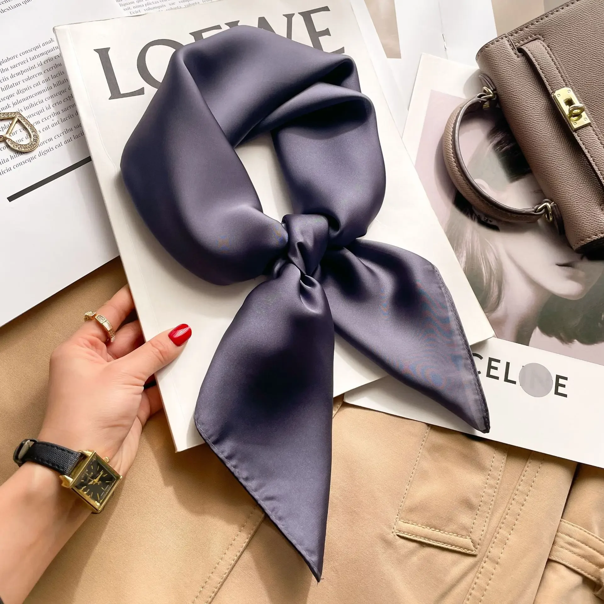 70cm Solid Colors Neckerchief  - Silk Scarf Square review and price