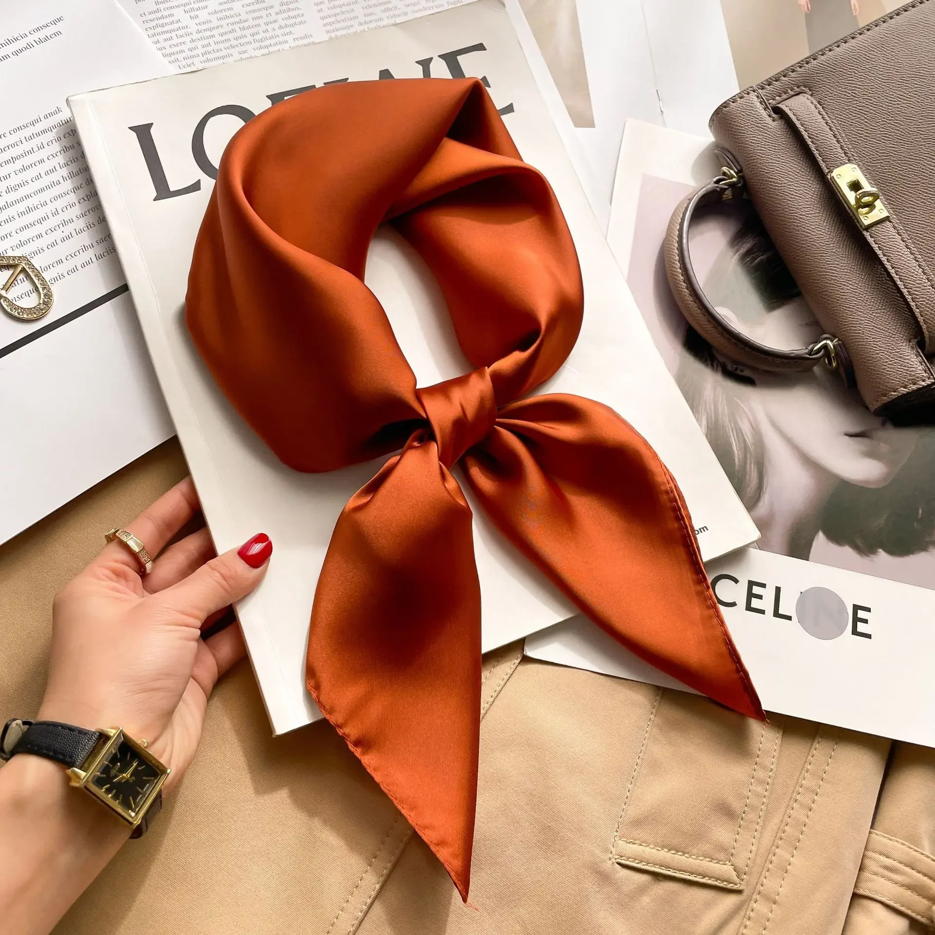 70cm Solid Colors Neckerchief  - Silk Scarf Square review and price