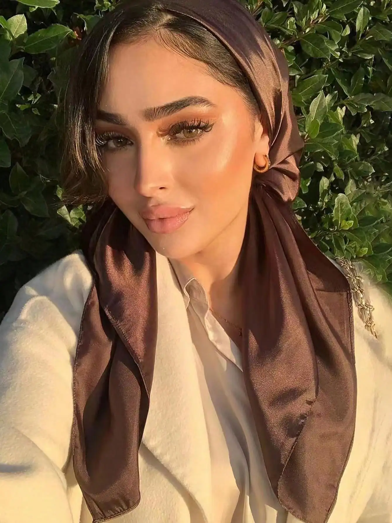 1pc Women White Silk Scarf, Ve - Silk Scarf Square review and price