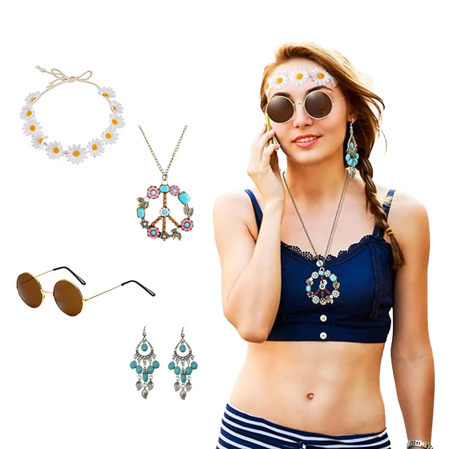 PESENAR Hippie Costume Accesso - Women'S Accessories In The 60S review and price