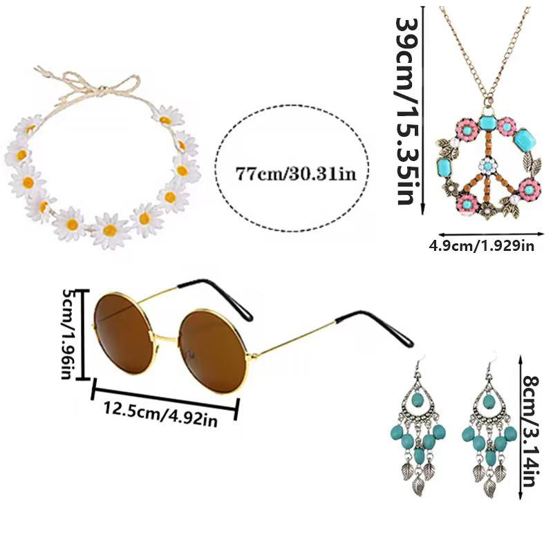 PESENAR Hippie Costume Accesso - Women'S Accessories In The 60S review and price