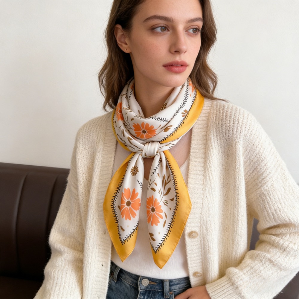 1Pc new printed fashion silk s - Silk Scarf Square review and price