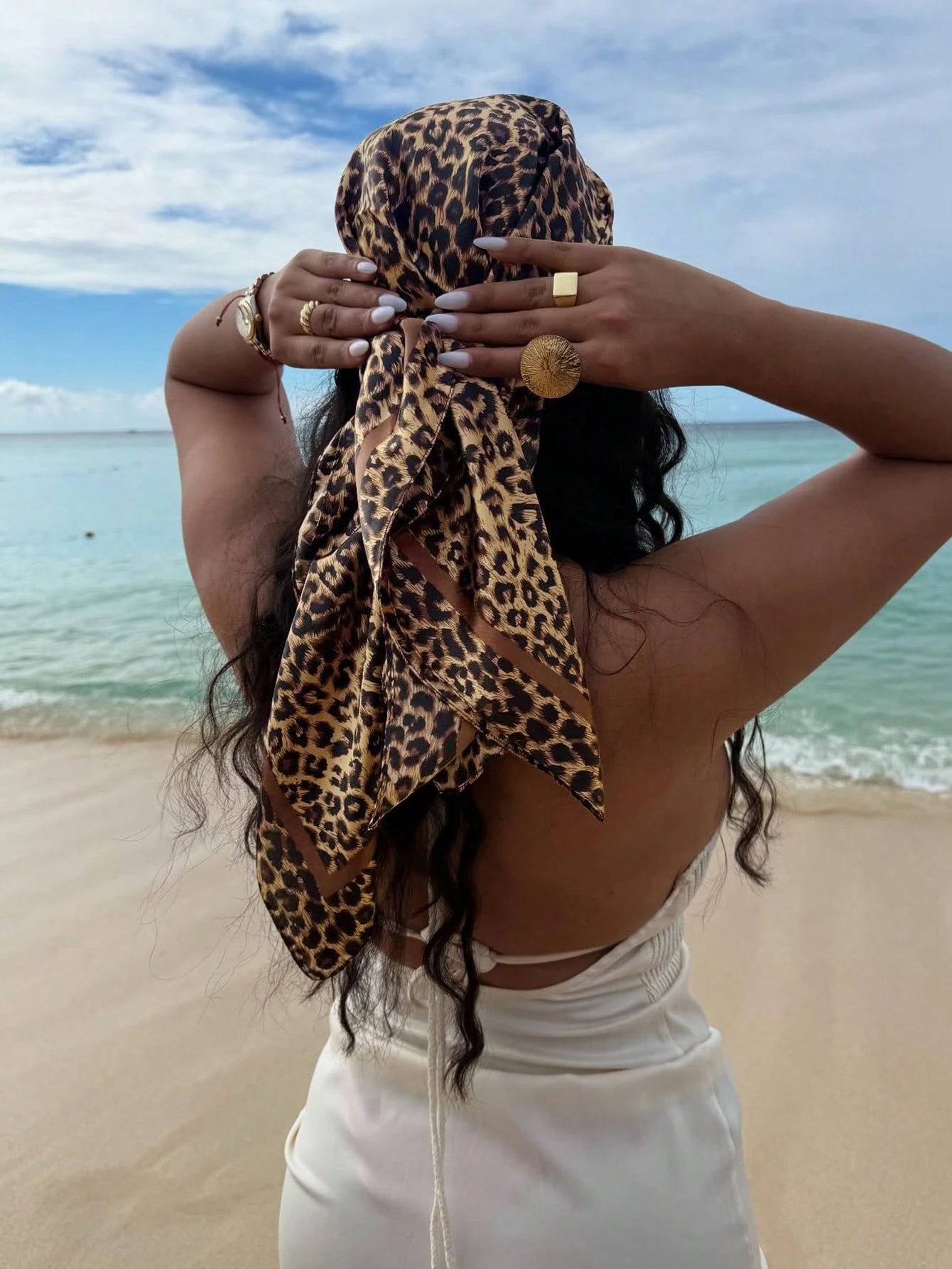 90cm Leopard Print Neckerchief - Silk Scarf Square review and price