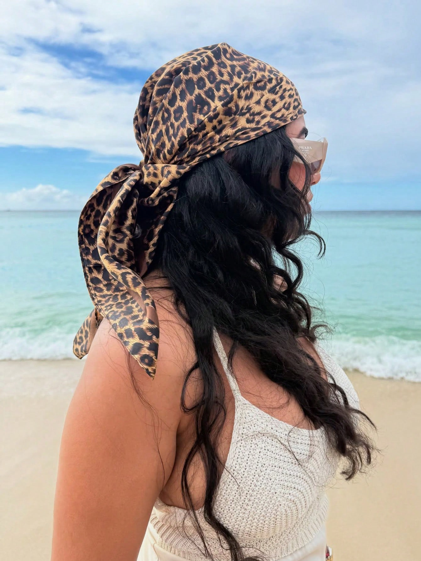 90cm Leopard Print Neckerchief - Silk Scarf Square review and price