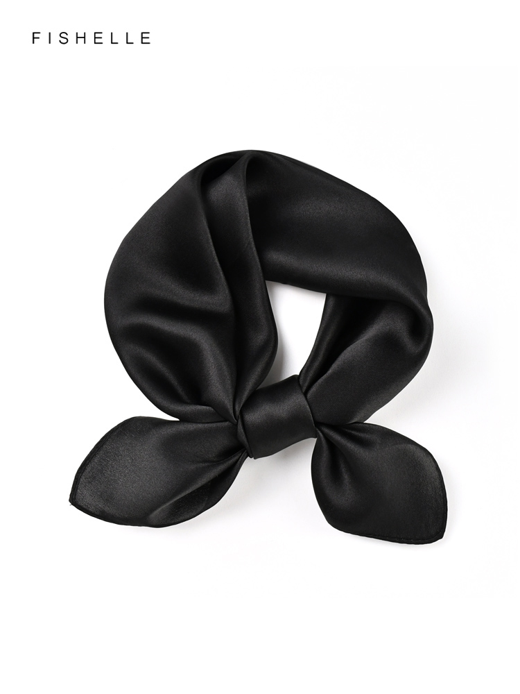 Solid color black pure silk sc - Silk Scarf Square review and price