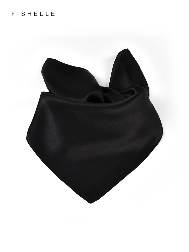 Solid color black pure silk sc - Silk Scarf Square review and price
