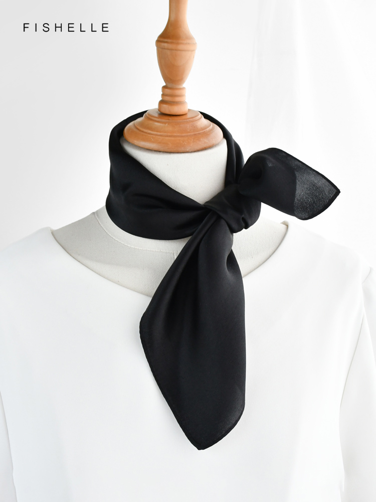 Solid color black pure silk sc - Silk Scarf Square review and price