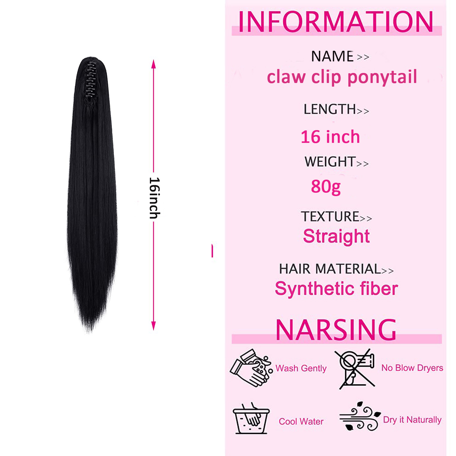 Claw Ponytail Extension Black  - Hair Claw Clip Set review and price