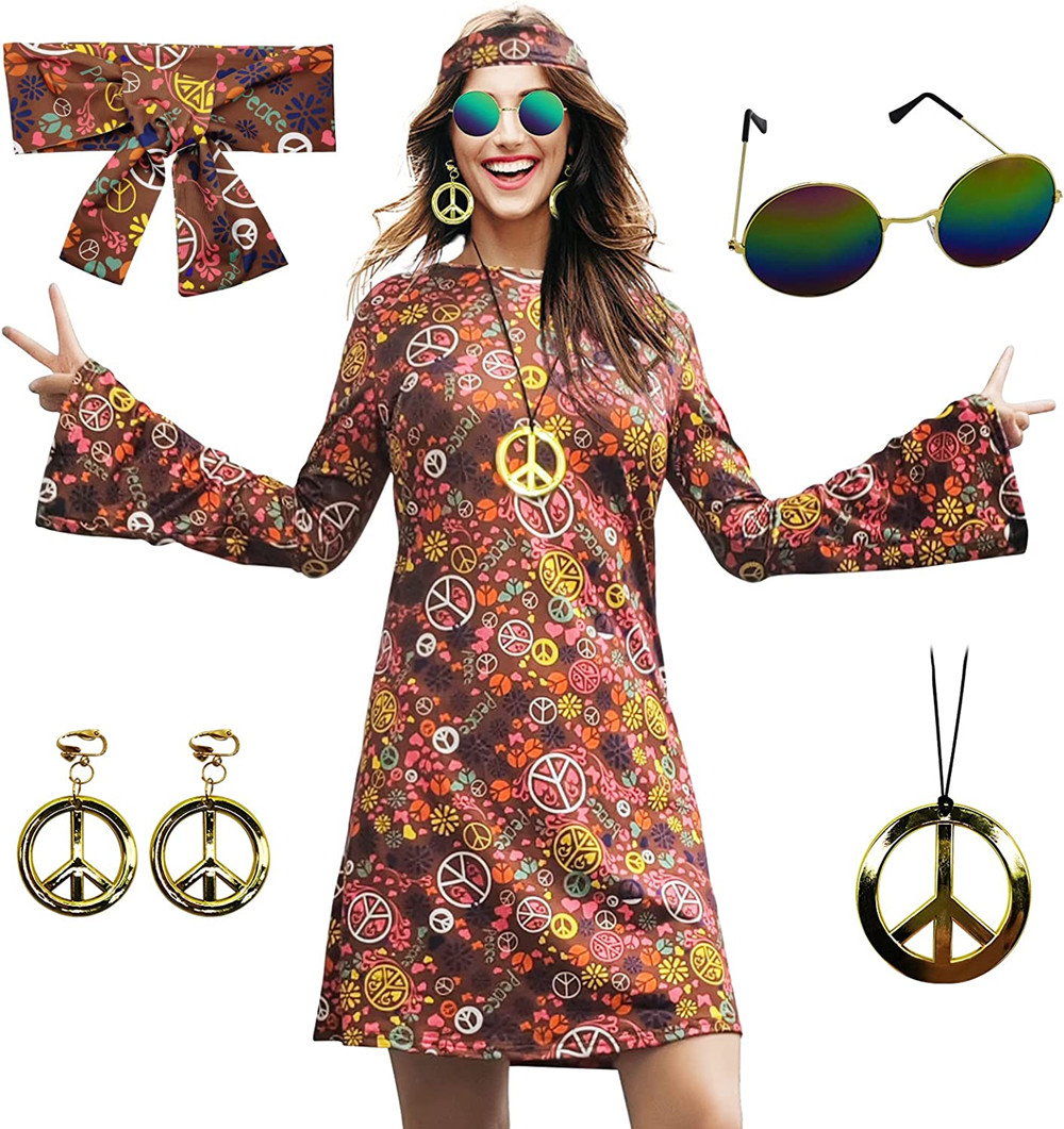 5pcs Set 60s 70s Women Hippie  - Women'S Accessories In The 60S review and price